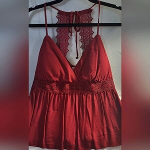 NEW • No Boundaries • Lace Trim Tank Top with Sharkbite Hem